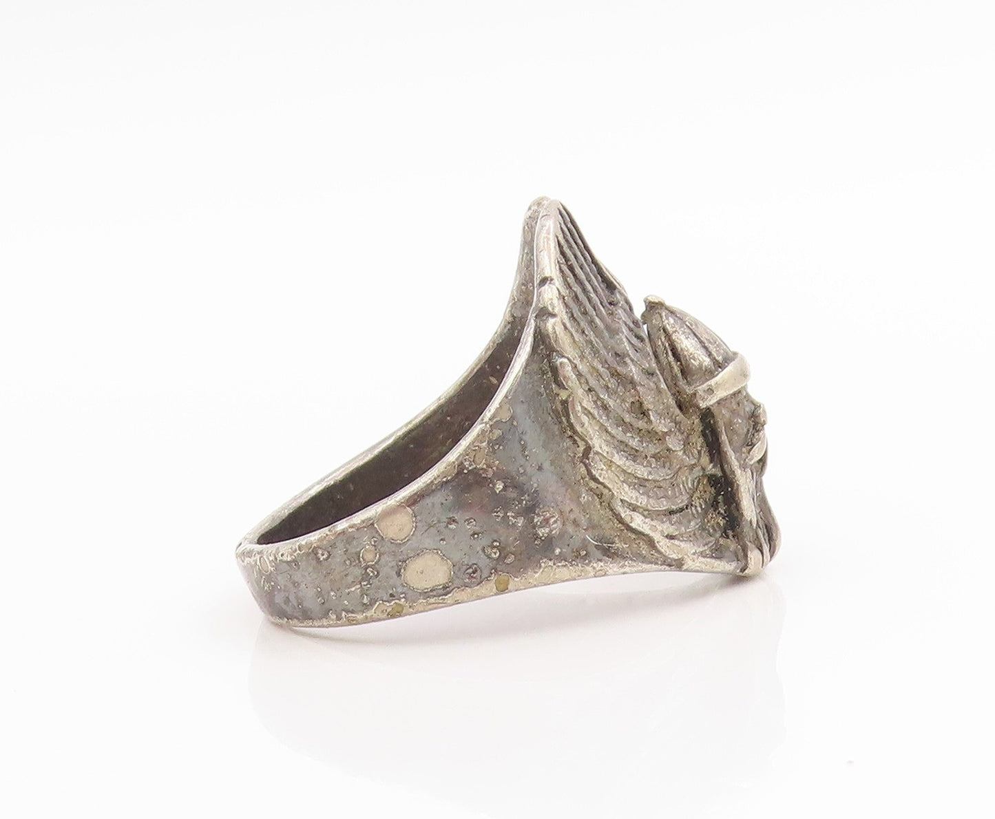 925 Sterling Silver Vintage Ring Etched Viking Warrior Thor Band  Sz 12  RG34574