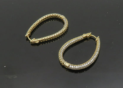 925 Sterling Silver  Vintage Cubic Zirconia U Shape Hoop Earrings  EG9858