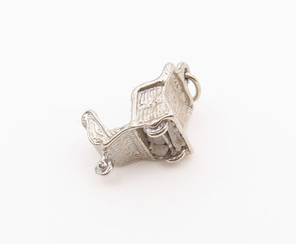 925 Sterling Silver  Vintage Shiny Winter Sleigh Petite Pendant  PT17895