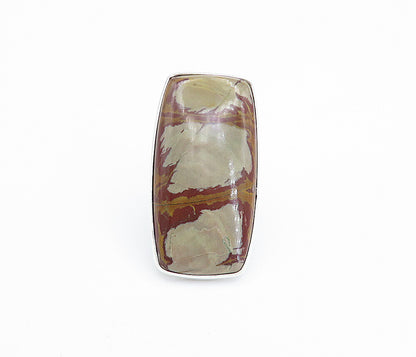 925 Sterling Silver  Brown Jasper Full Finger Shiny Cocktail Ring Sz 7  RG8044