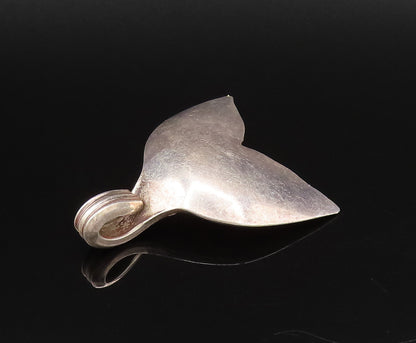 925 Sterling Silver  Vintage Minimalist Whale Tail Dome Pendant  PT21746