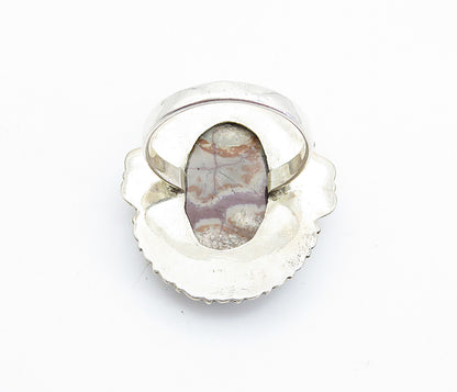 925 Sterling Silver Cabochon Cut Multi Color Jasper Cocktail Ring Sz 8 RG8212
