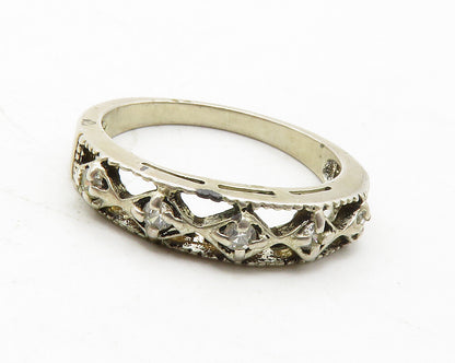 AVON 925 Sterling Silver  Vintage Topaz Open Design Band Ring Sz 8  RG13699