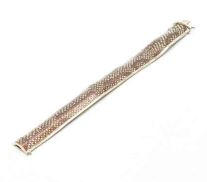 925 Sterling Silver  Vintage Enamel Coated Design Panel Chain Bracelet  BT6260