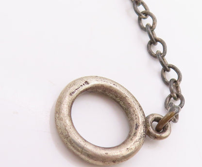 925 Sterling Silver Vintage Necklace Etched Love Heart Charm Motif Chain  NE4832