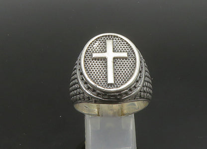 925 Sterling Silver  Vintage Large Religious Cross Band Ring Sz 12.5  RG23534