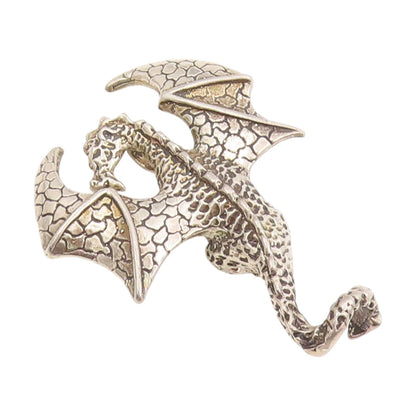925 Sterling Silver Vintage Pendant Intricate Mythical Flying Dragon  PT25770
