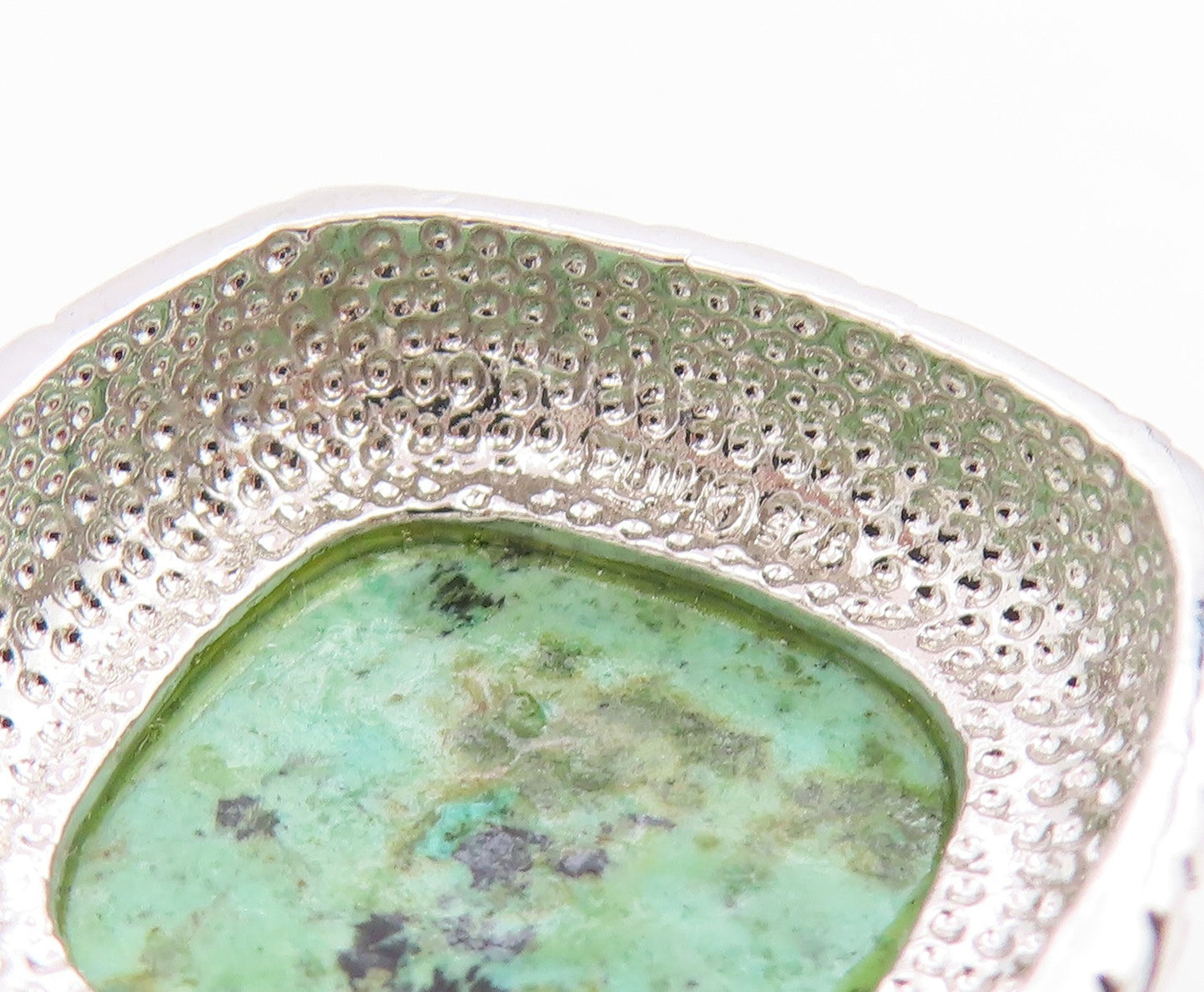 925 Sterling Silver Vintage Pendant Cabochon Turquoise Geometric Charm  PT26188