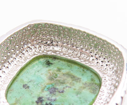 925 Sterling Silver Vintage Pendant Cabochon Turquoise Geometric Charm  PT26188
