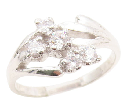 925 Sterling Silver Vintage Ring Sparkling CZ Statement Band  Sz 7  RG36179