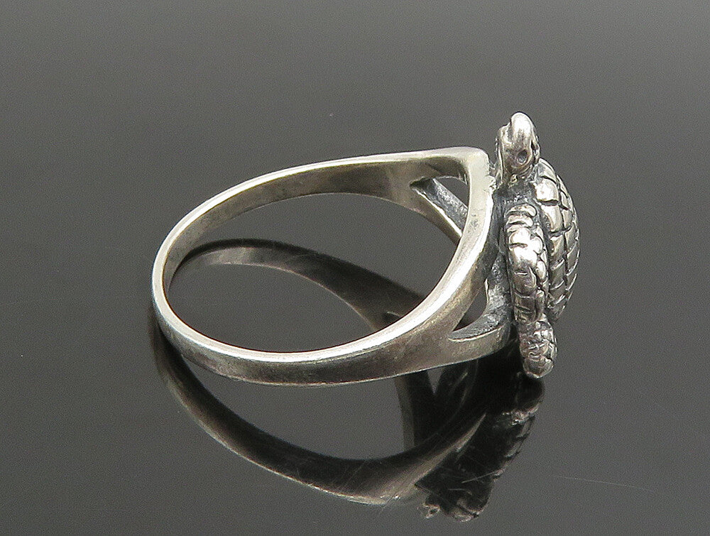 925 Sterling Silver  Vintage Baby Sea Turtle Split Frame Ring Sz 6  RG25125
