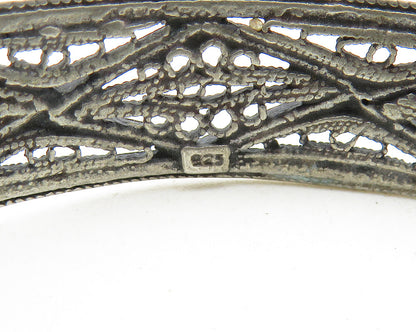 925 Sterling Silver  Vintage Antique Swirl Filigree Bangle Bracelet  BT4501