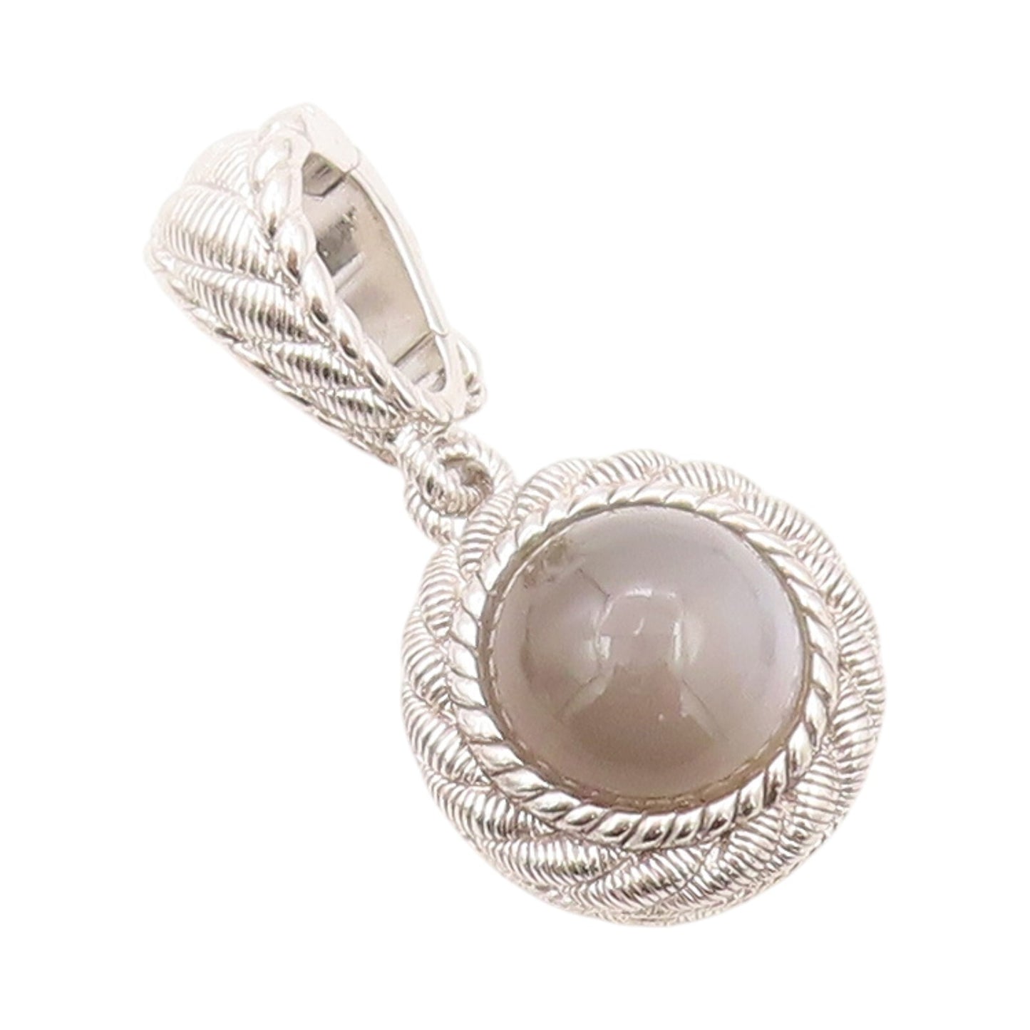 925 Sterling Silver Vintage Pendant JUDITH RIPKA Rope Carved Cat's Eye  PT23942