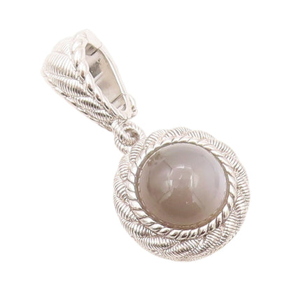 925 Sterling Silver Vintage Pendant JUDITH RIPKA Rope Carved Cat's Eye  PT23942