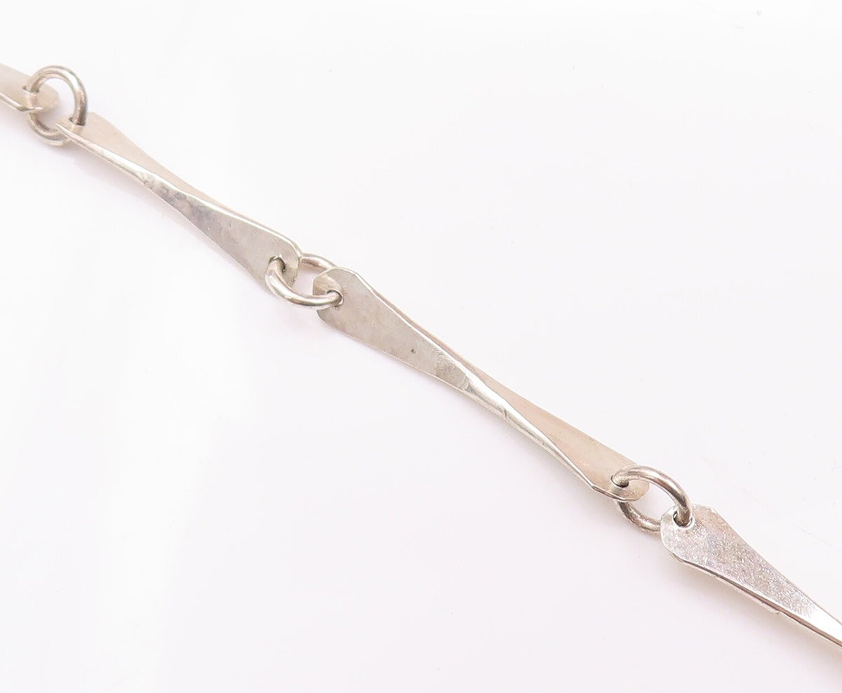 925 Sterling Silver Vintage Necklace Solid Trible Chips Link & Dangles  NE4274