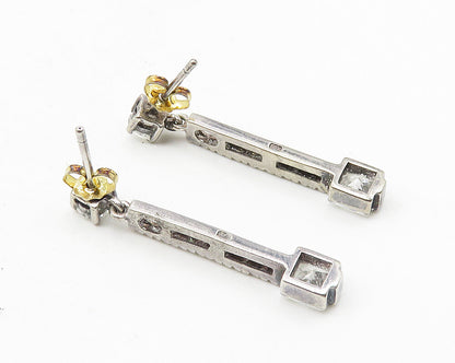 925 Sterling Silver  Sparkling Cubic Zirconia Vertical Dangle Earrings  EG5724