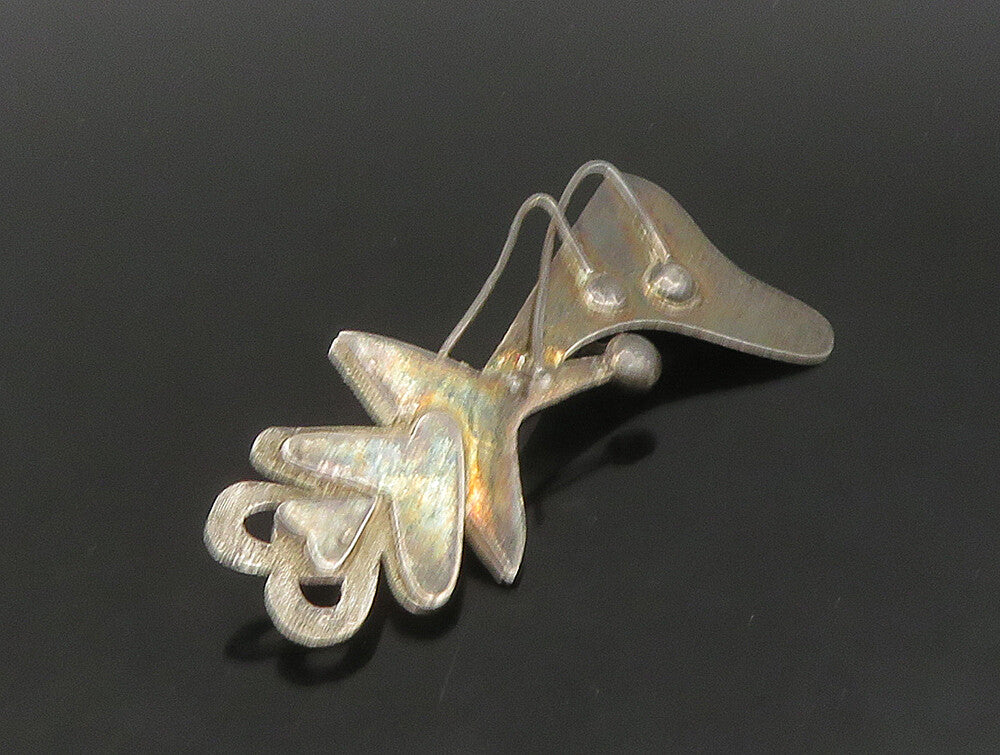 925 Sterling Silver  Vintage Dark Tone Modernist Design Brooch Pin  BP9219