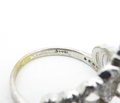 925 Sterling Silver  Shiny Cubic Zirconia Royal Crown Band Ring Sz 7.5  RG7588