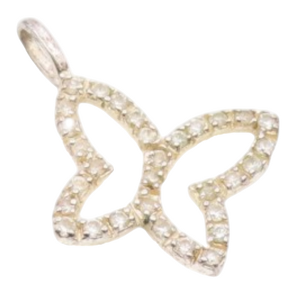 925 Sterling Silver  Vintage Topaz Open Butterfly Motif Pendant  PT17988