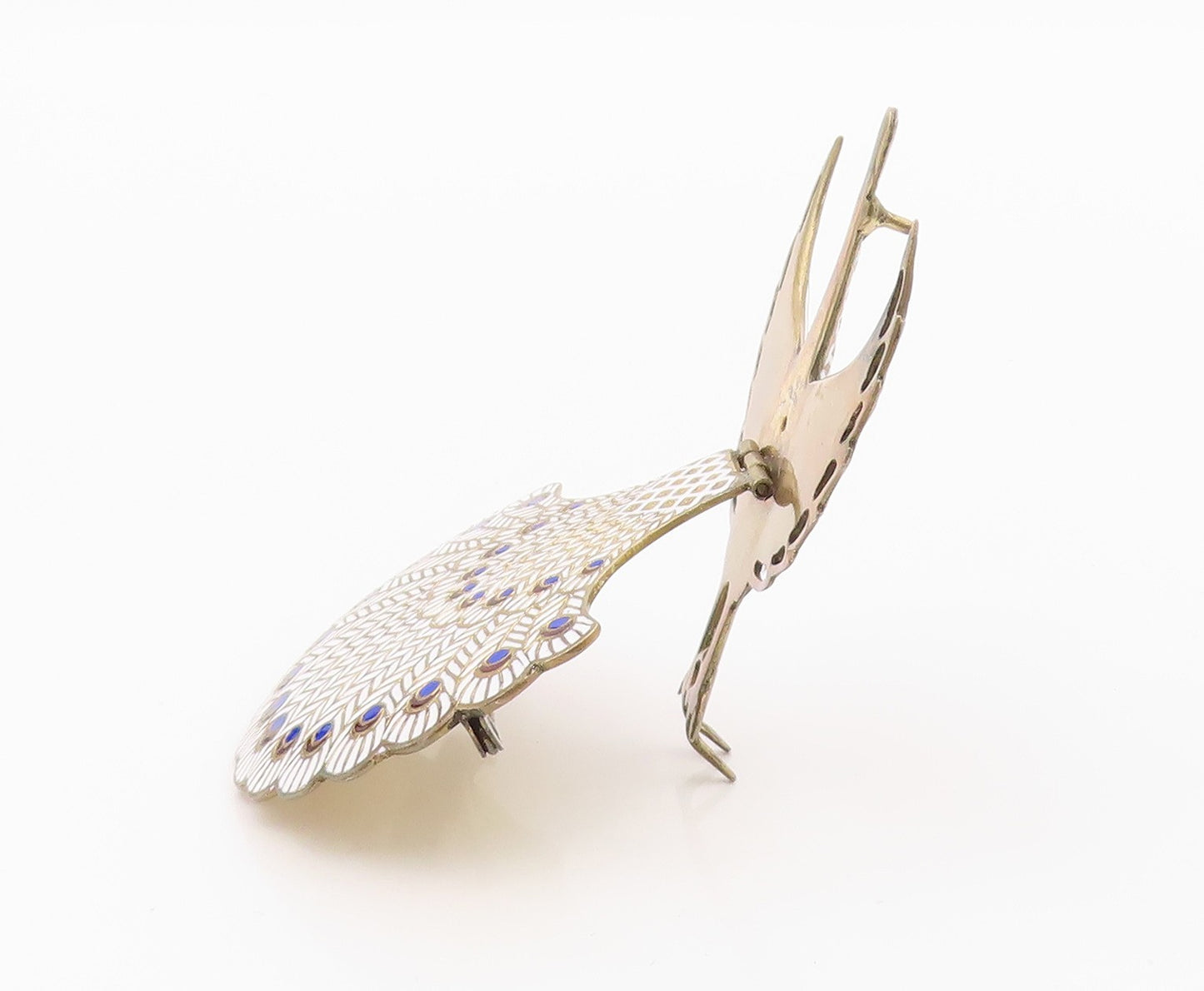 925 Sterling Silver Vintage Brooch Pin SIAM Gold Plated Enamel Peacock  BP12550