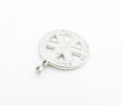 925 Sterling Silver  Vintage Emergency Medical Technician Pendant  PT4511