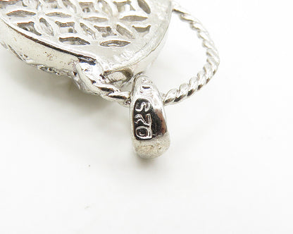 925 Sterling Silver  Shiny Topaz Purse Handbag Motif Cutout Pendant  PT13879