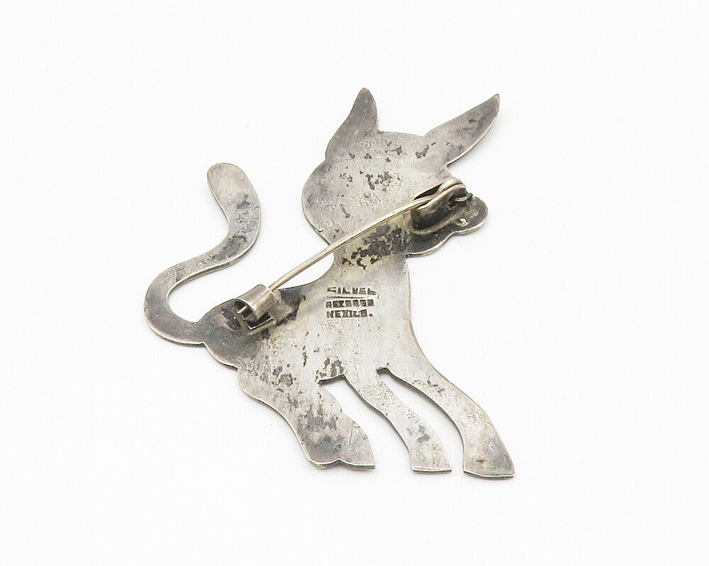 MEXICO 925 Sterling Silver  Vintage Donkey Etched Detail Brooch Pin  BP5338