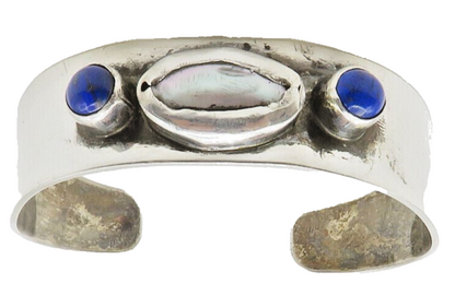 DELBERT CHATTER NAVAJO 925 Sterling Silver Vintage Gemstone Cuff Bracelet BT5620