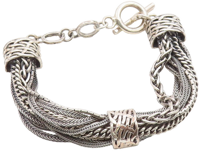 925 Sterling Silver Vintage Bracelet SILPADA Classic Multi Strand Chain  BT12068