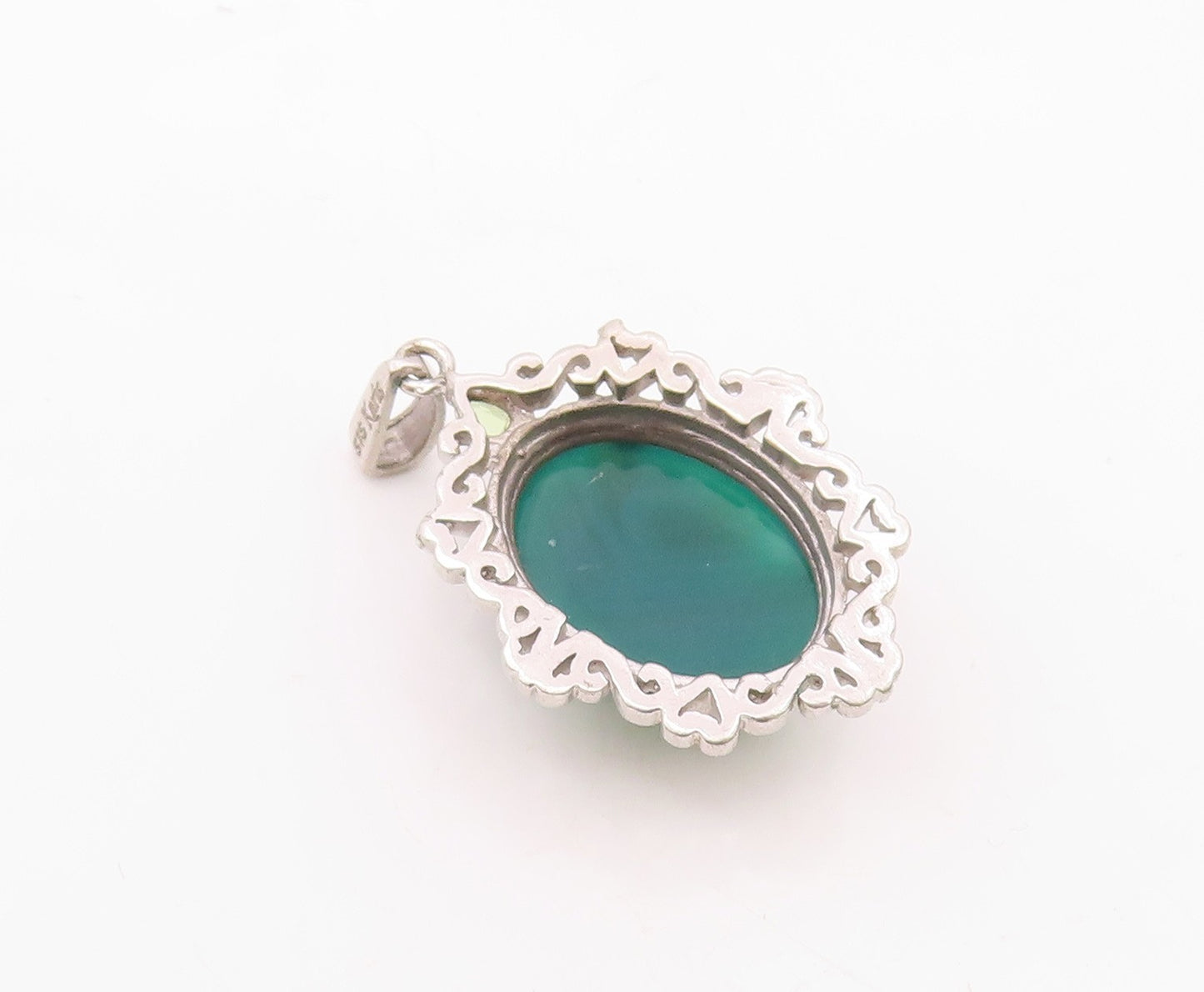 KARIS 925 Sterling Silver  Carnelian & Peridot Accent Drop Pendant  PT6519