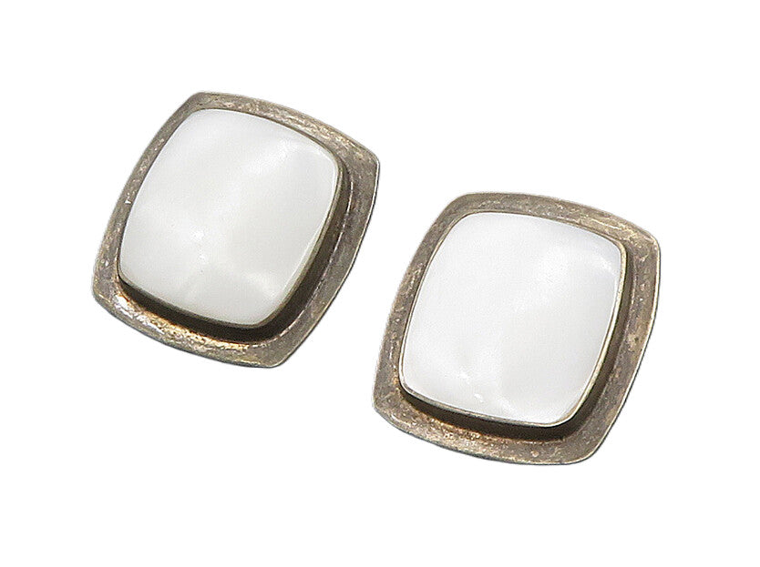 GERRO BLANCO MEXICO 925 Silver  Vintage MOP Non Pierce Earrings  EG11616