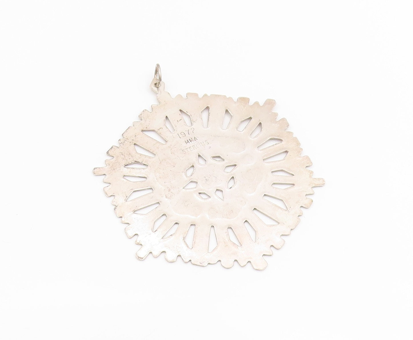 925 Sterling Silver Vintage Pendant 1972 MMA Large Snowflake Cutout  PT25680