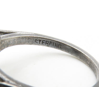 925 Sterling Silver  Vintage Sparkling Floral Dome Band Ring Sz 6.5  RG15559