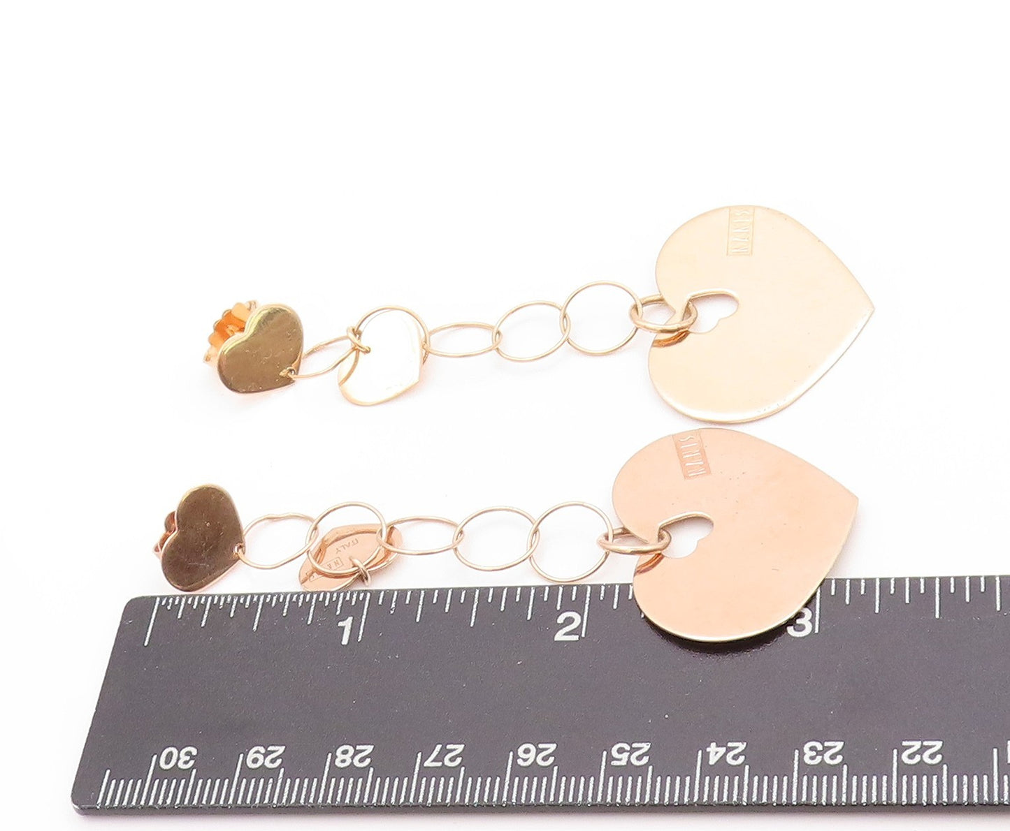925 Sterling Silver Vintage Earrings Rose Gold Plated NANIS Drop Heart EG13566