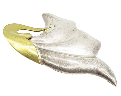 LATON MEXICO 925 Sterling Silver  Vintage Two Tone Floral Brooch Pin  BP3400