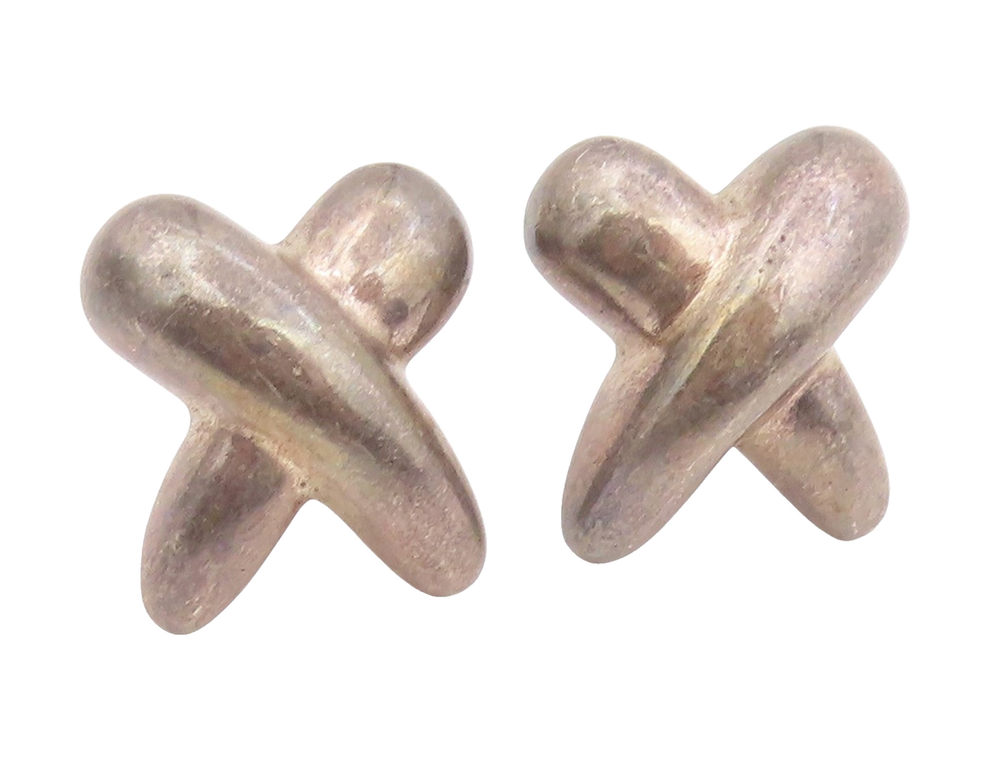 BAYANIHAN 925 Silver & 14K GOLD Vintage Dark Tone X Drop Earrings  EG9145