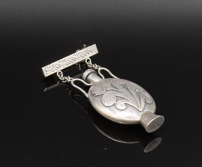ISRAEL 925 Silver  Vintage Carnelian Perfume Bottle Brooch Pin (OPENS)  BP9886