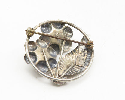 925 Sterling Silver  Vintage Handmade Floral Leaf Motif Brooch Pin  BP3584