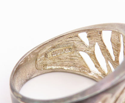 925 Sterling Silver Vintage Ring Minimalist Abstract Cutout Band  Sz 7  RG35709