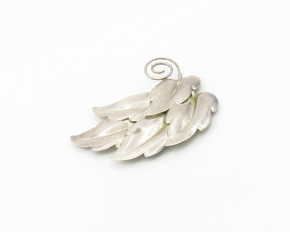 925 Sterling Silver  Vintage Shiny Smooth Floral Leaves Brooch Pin  BP7383