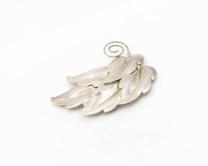 925 Sterling Silver  Vintage Shiny Smooth Floral Leaves Brooch Pin  BP7383