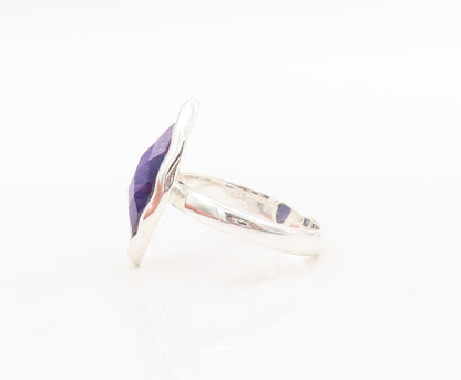 925 Sterling Silver Vintage Ring Marquise Cut Purple Gemstone  Sz 7  RG29789