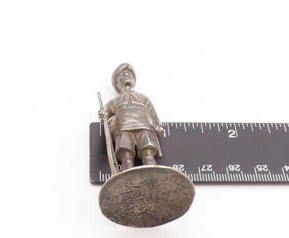 925 Sterling Silver Vintage Paper Weight Heavy 3D Carved Soldier  TR3812