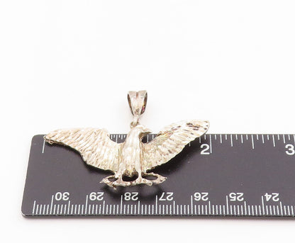 925 Sterling Silver Vintage Pendant Etched Majestic Eagle Of Strength  PT25278