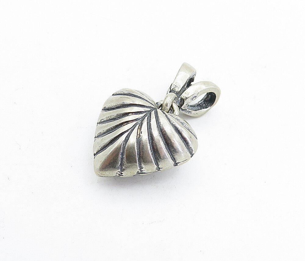 925 Sterling Silver  Vintage Dark Tone Hollow Love Heart Drop Pendant  PT3502
