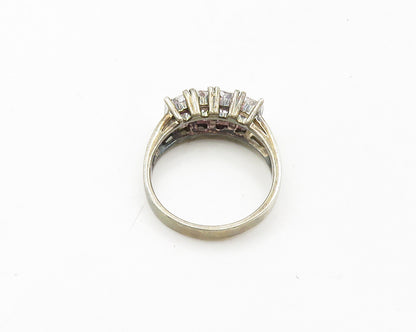 925 Sterling Silver  Vintage Prong Set Cubic Zirconia Band Ring Sz 8  RG19117