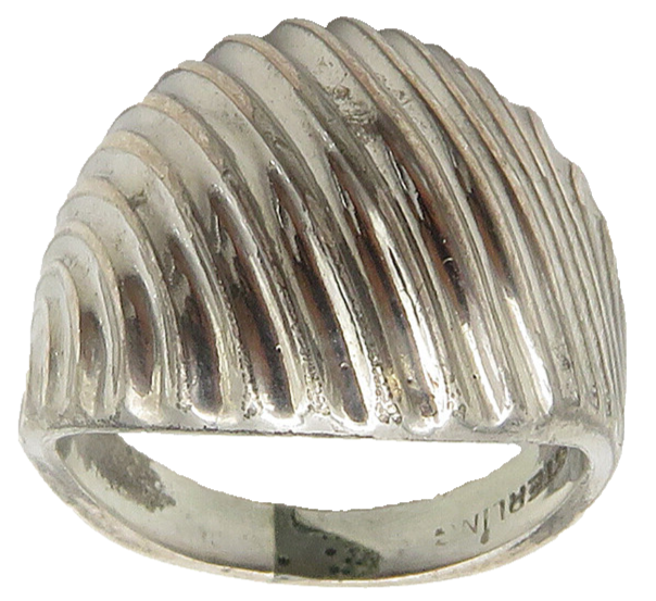 925 Sterling Silver  Vintage Shiny Fluted Dome Petite Band Ring Sz 4  RG16154