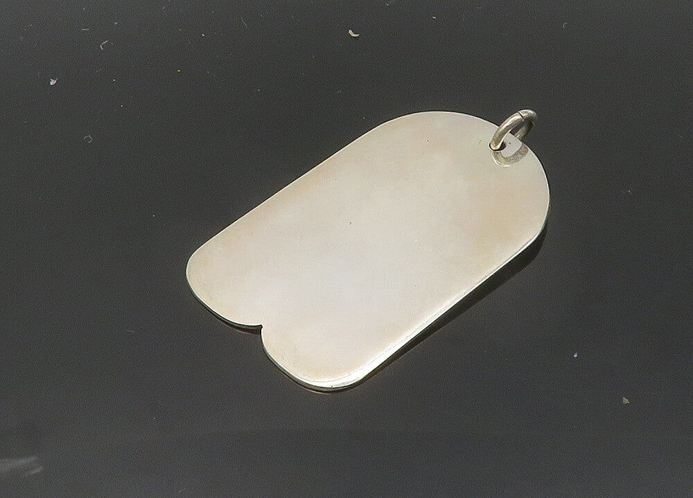 MEXICO 925 Sterling Silver  Vintage Shiny Smooth Dog Tag Pendant  PT16215