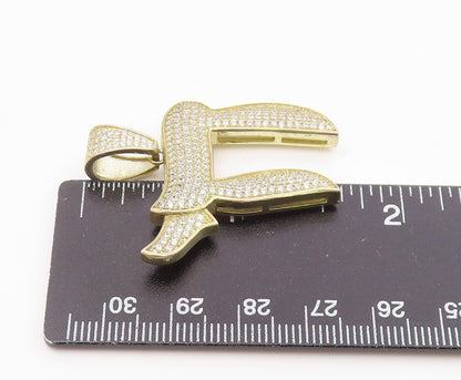 925 Sterling Silver  Vintage Sparkly Topaz Chai Symbol Pendant  PT20714