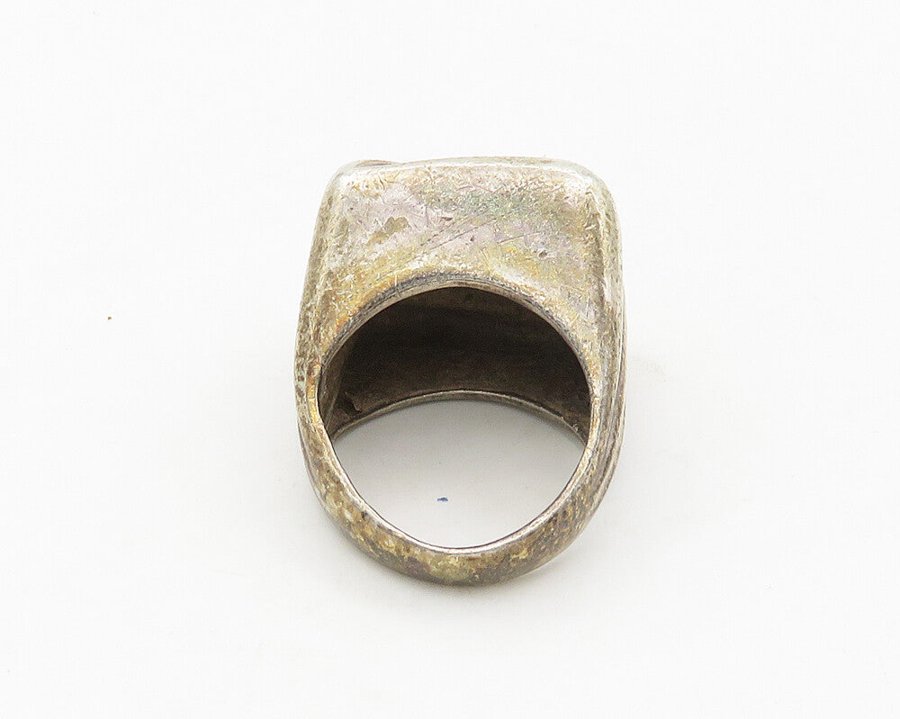 925 Sterling Silver  Vintage Modernist Square Dome Band Ring Sz 5  RG18191